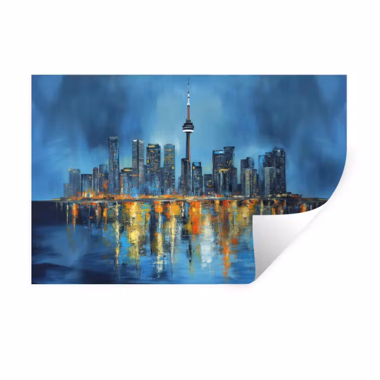 Muursticker - Skyline Toronto - Water - Stadslichten - Toren — 1