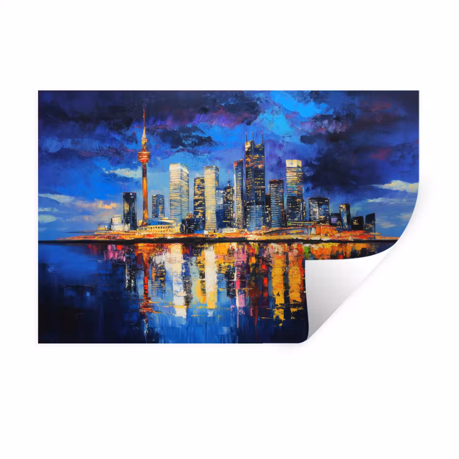 Muursticker - Skyline Toronto - Modern - Stadslicht - Blauw — 1