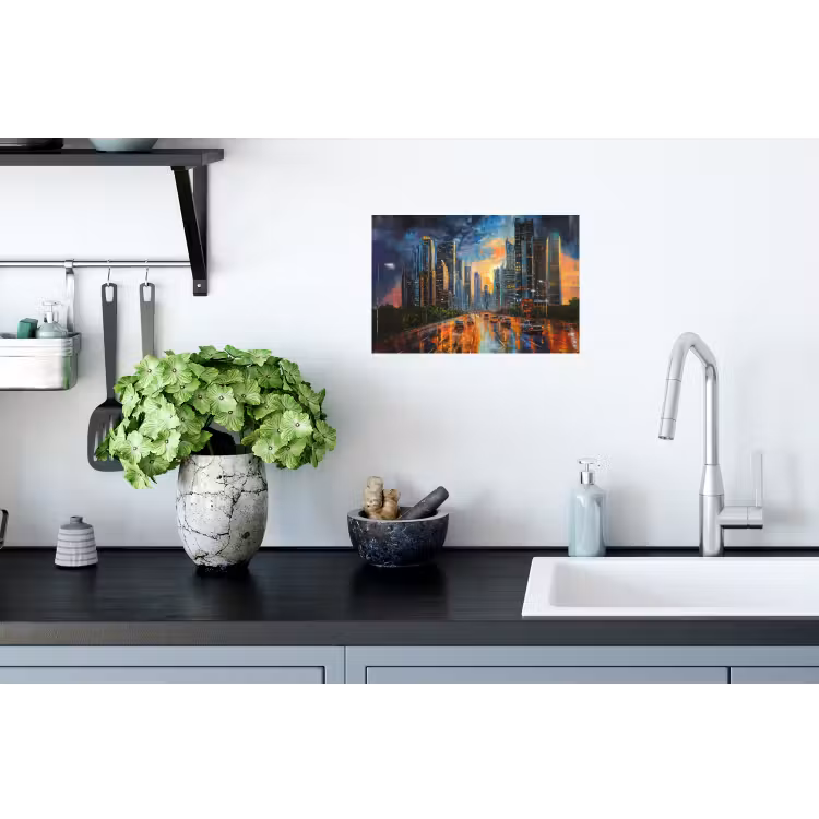 Muursticker - Auto - Skyline - Zon - Blauw — 2