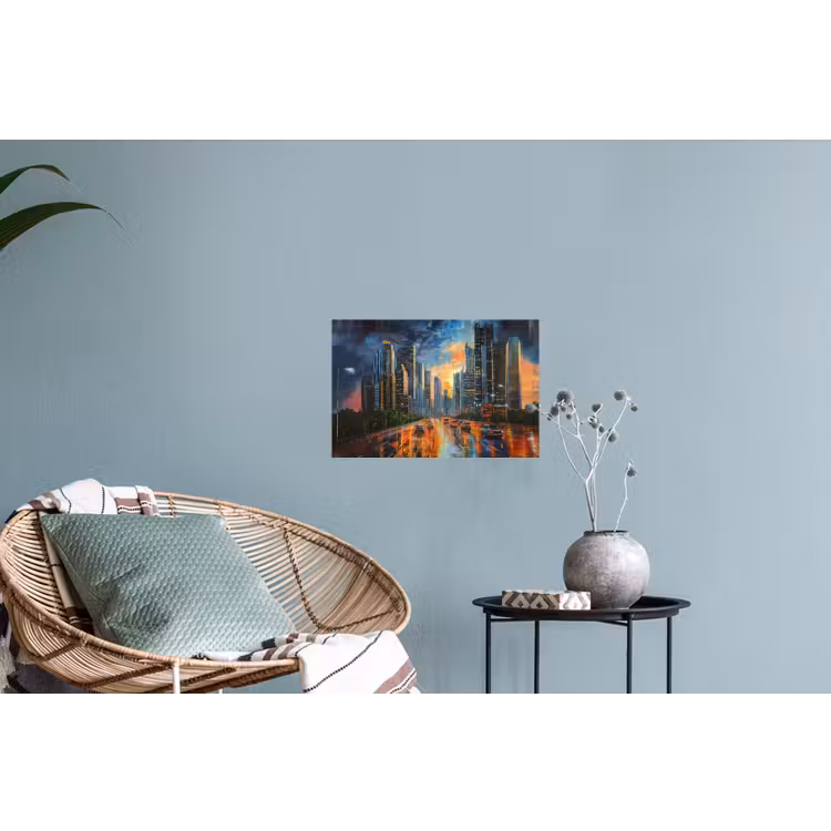 Muursticker - Auto - Skyline - Zon - Blauw — 4