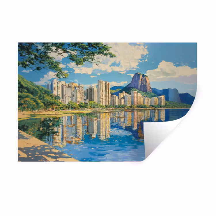 Muursticker - Berg - Skyline - Strand - Water — 1