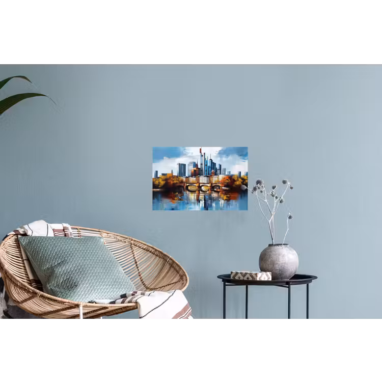 Muursticker - Bomen Frankfurt- Stad - Skyline - Brug — 4