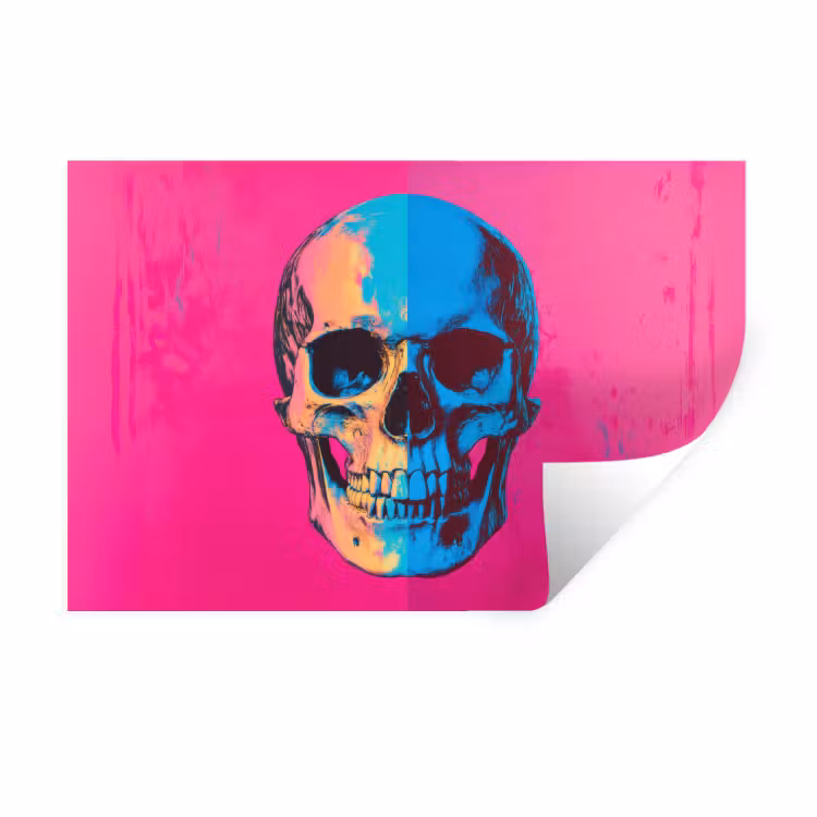Muursticker - Neon - Blauw - Pop-art - Schedel — 1