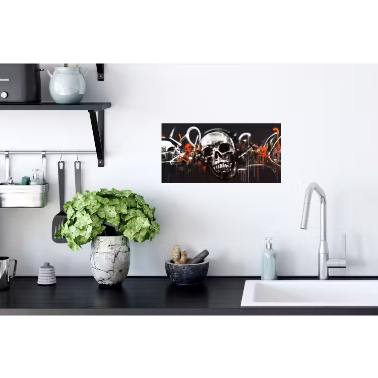 Muursticker - Schedels - Kunst - Donker - Rood — 2