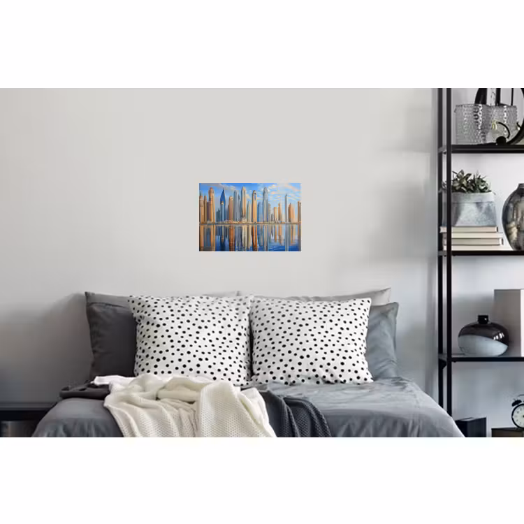 Muursticker - Skyline - Wolkenkrabbers - Water - Blauw — 5