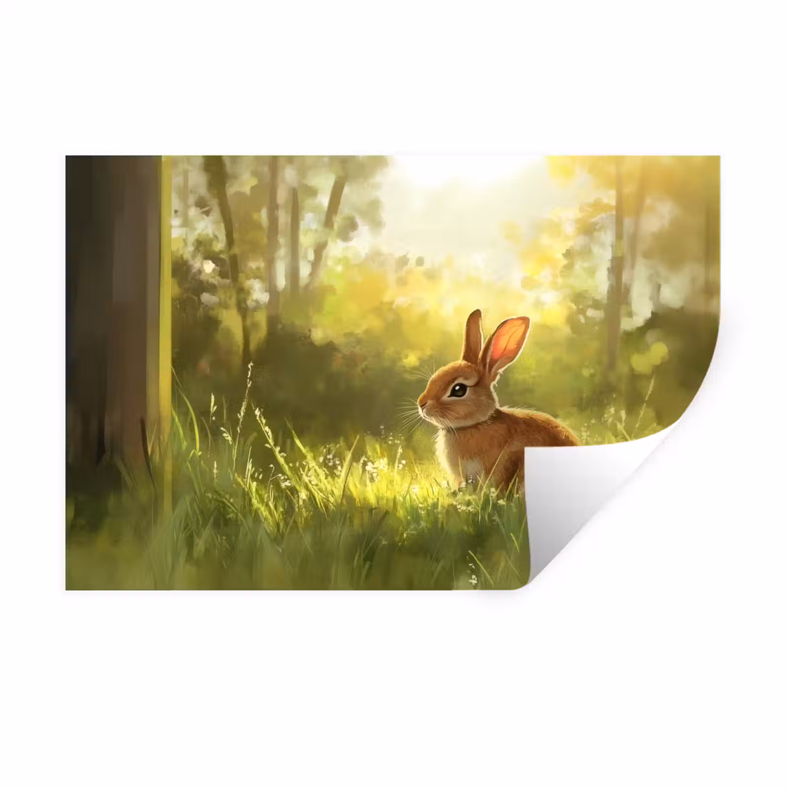Muursticker - Konijn - Zonlicht - Bos — 1