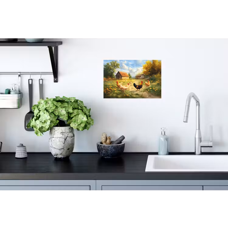 Muursticker - Kippen - Landelijke rust - Natuur — 2