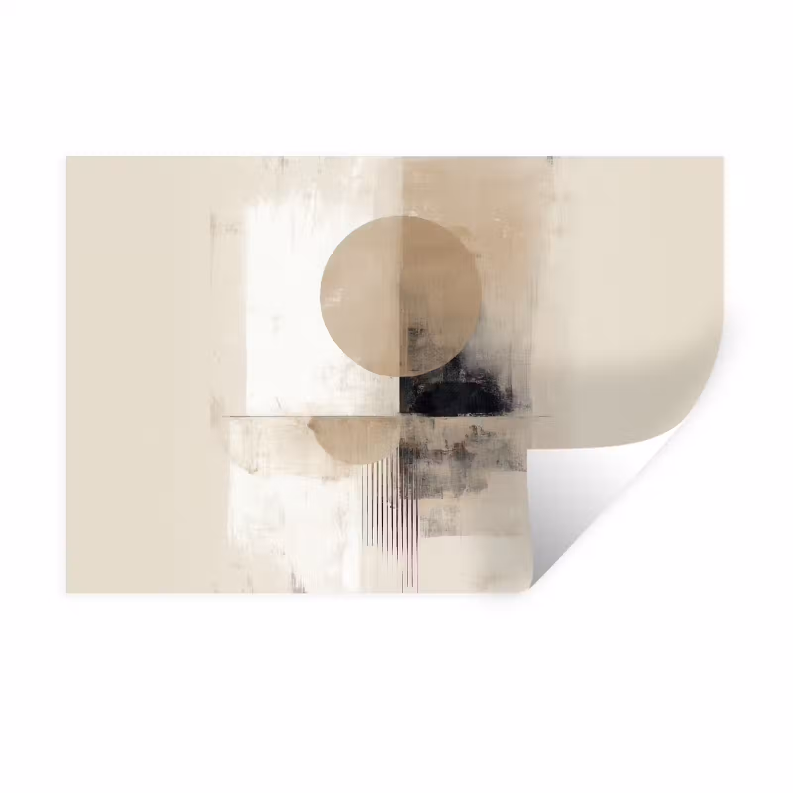 Muursticker - Cirkel - Compositie - Diepte - Beige — 1