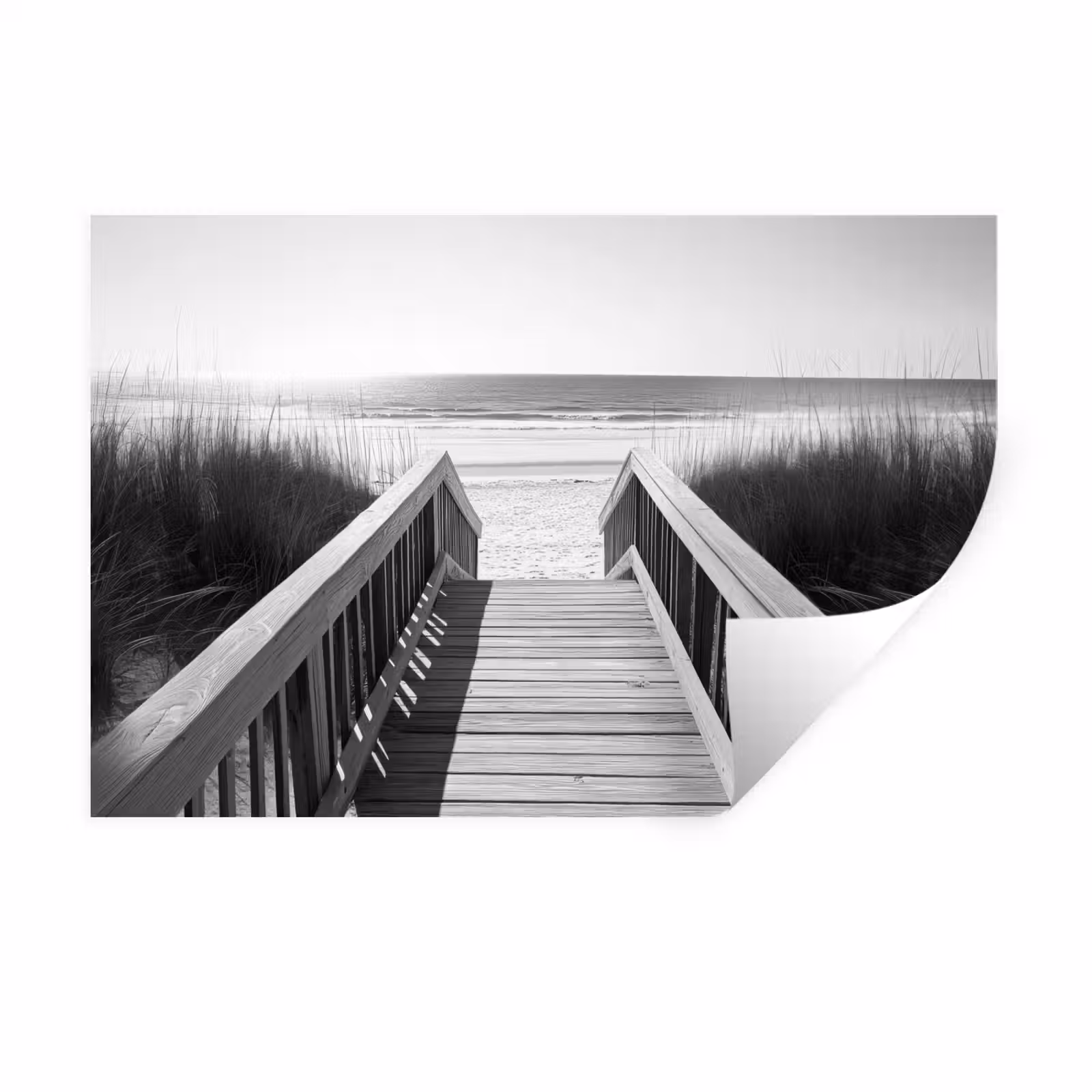 Muursticker - Loopbrug - Hout - Strand - Zee — 1