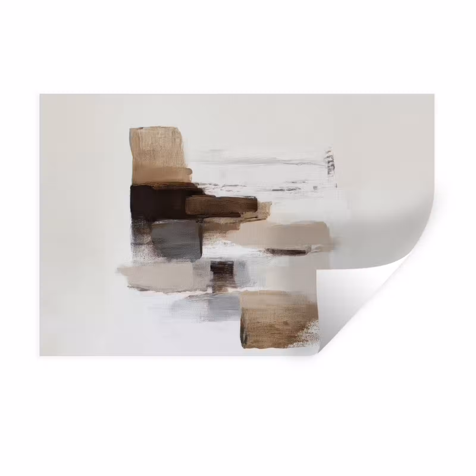Muursticker - Penseelstreken - Balans - Beige - Bruin — 1
