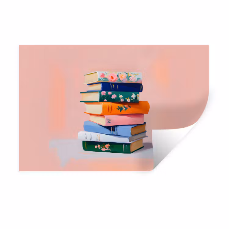 Muursticker - Boeken - Stapel - Kleurrijk — 1