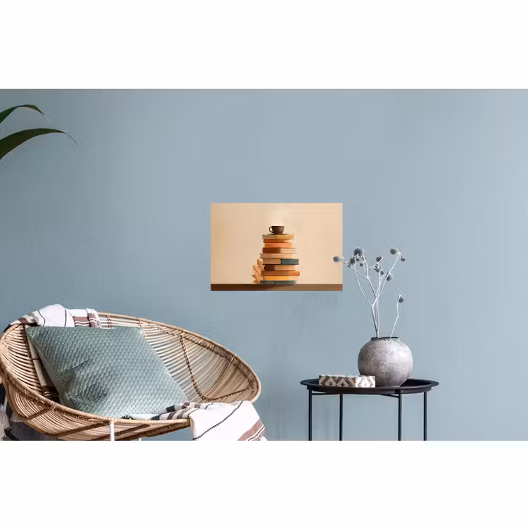 Muursticker - Boeken - Toren - Koffie - Beige — 4