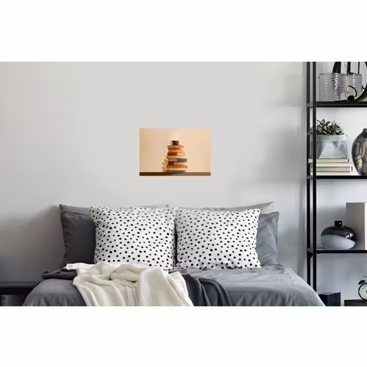 Muursticker - Boeken - Toren - Koffie - Beige — 5