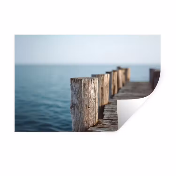 Muursticker - Houten steiger - Helderblauwe lucht — 1