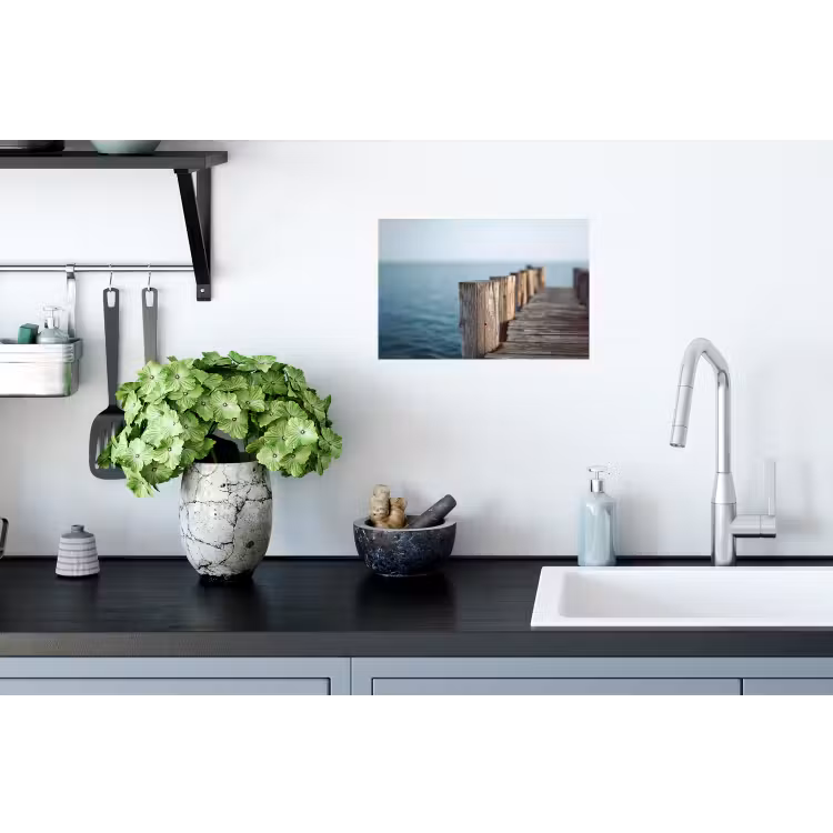 Muursticker - Houten steiger - Helderblauwe lucht — 2