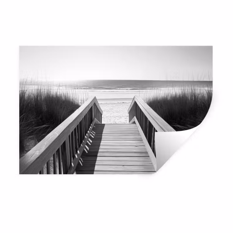 Muursticker - Loopbrug - Hout - Strand - Zee — 1