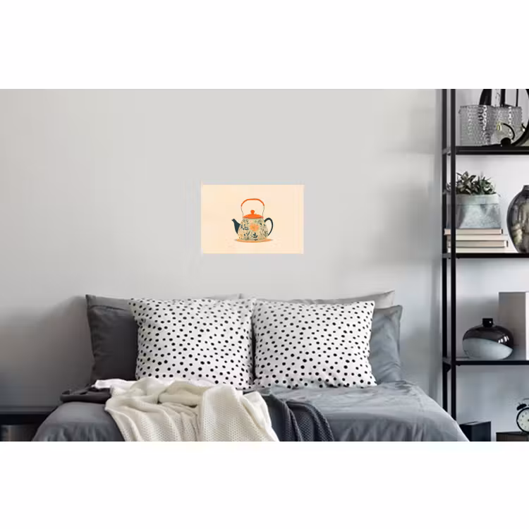 Muursticker - Oranje - Theepot - Bloemen - Bladeren — 5