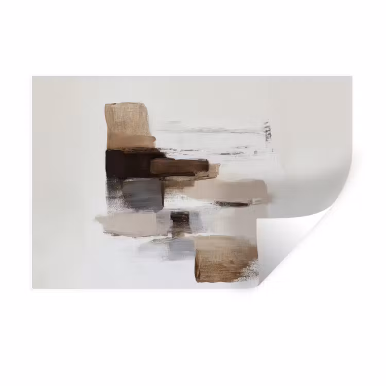 Muursticker - Penseelstreken - Balans - Beige - Bruin — 1
