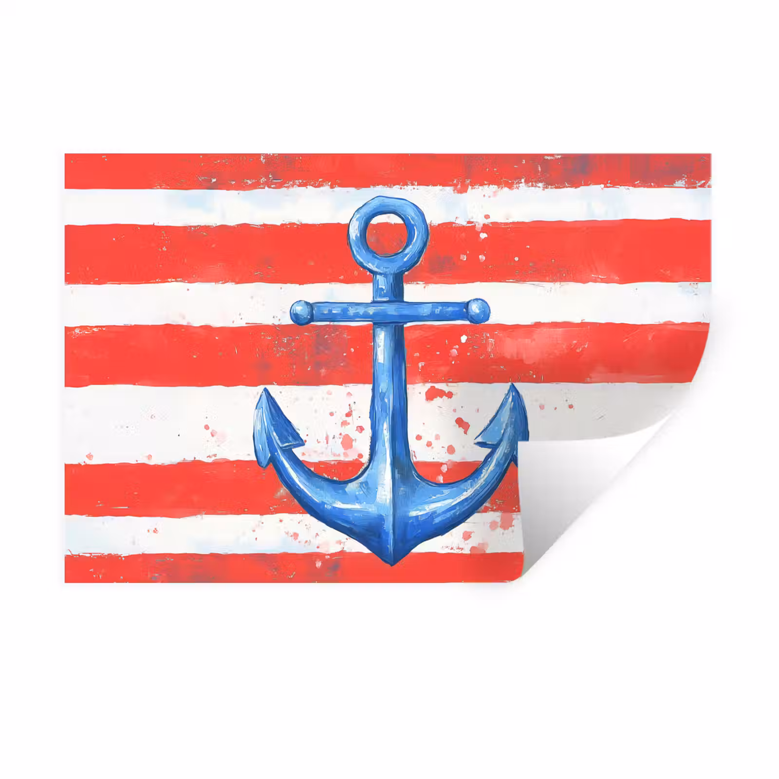Muursticker - Anker - Verfspatten - Rood - Blauw — 1