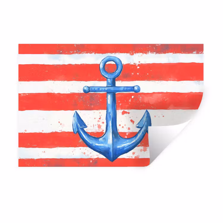 Muursticker - Anker - Verfspatten - Rood - Blauw — 1