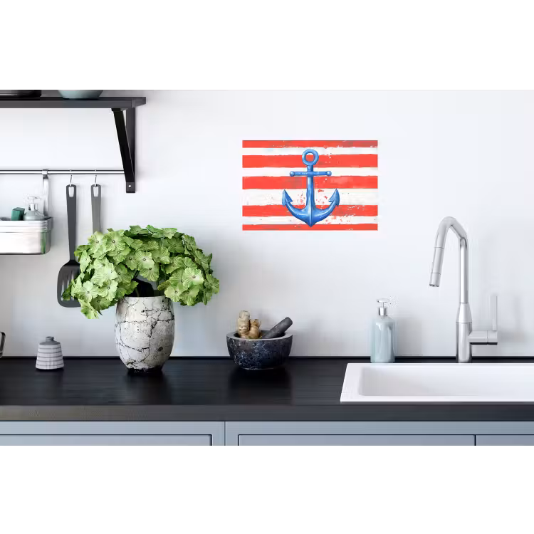 Muursticker - Anker - Verfspatten - Rood - Blauw — 2