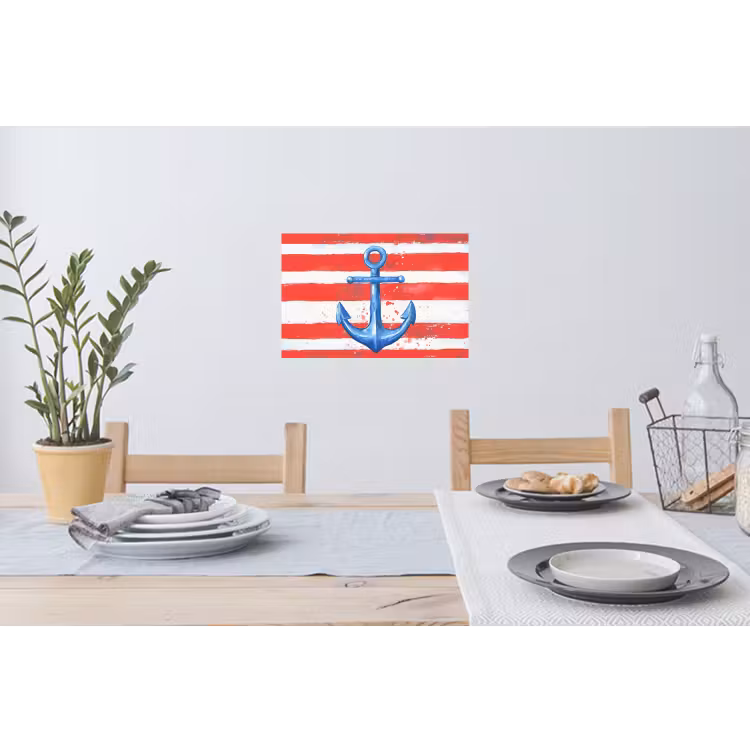 Muursticker - Anker - Verfspatten - Rood - Blauw — 3