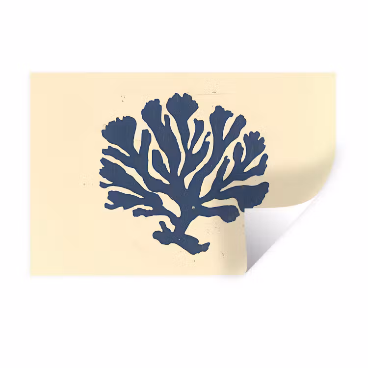 Muursticker - Blauw koraal - Vertakkingen - Beige — 1