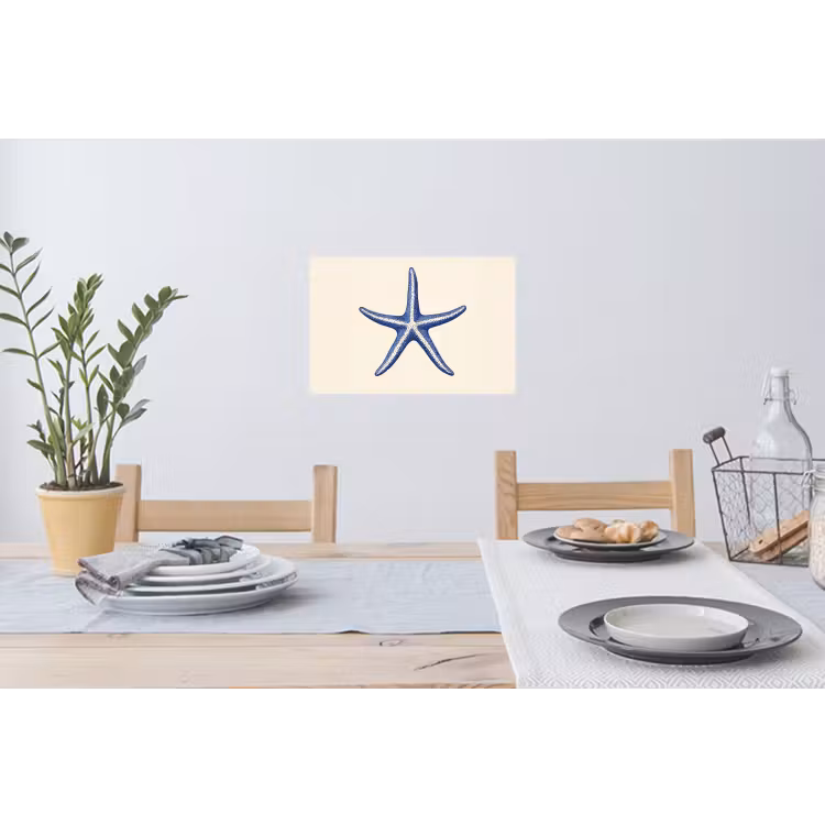 Muursticker - Blauwe zeester - Minimalistisch - Beige — 3