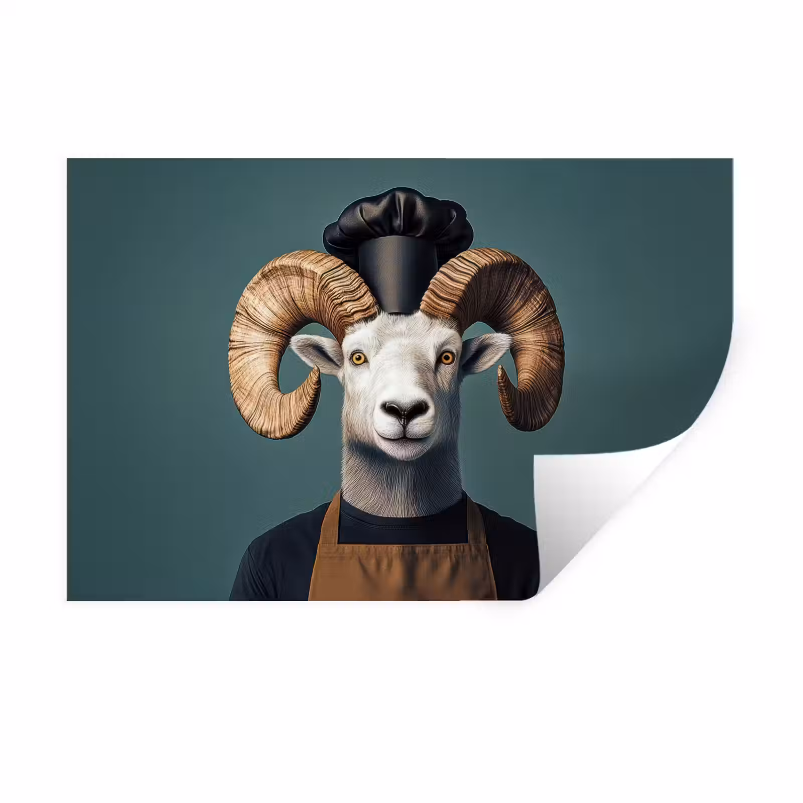 Muursticker - Geit - Hoorns - Kokskleding — 1