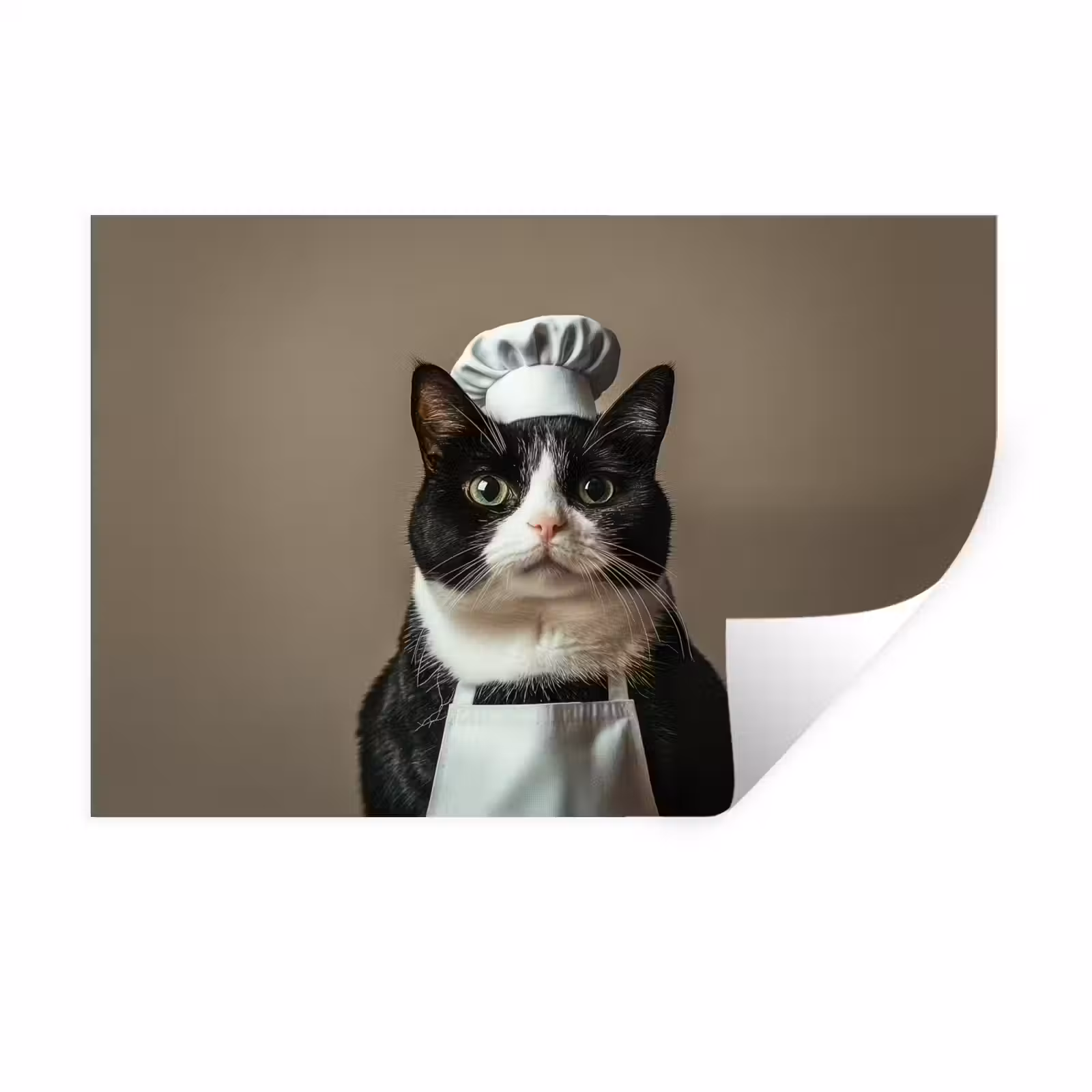Muursticker - Kat - Kokskleding - Zwart - Wit — 1