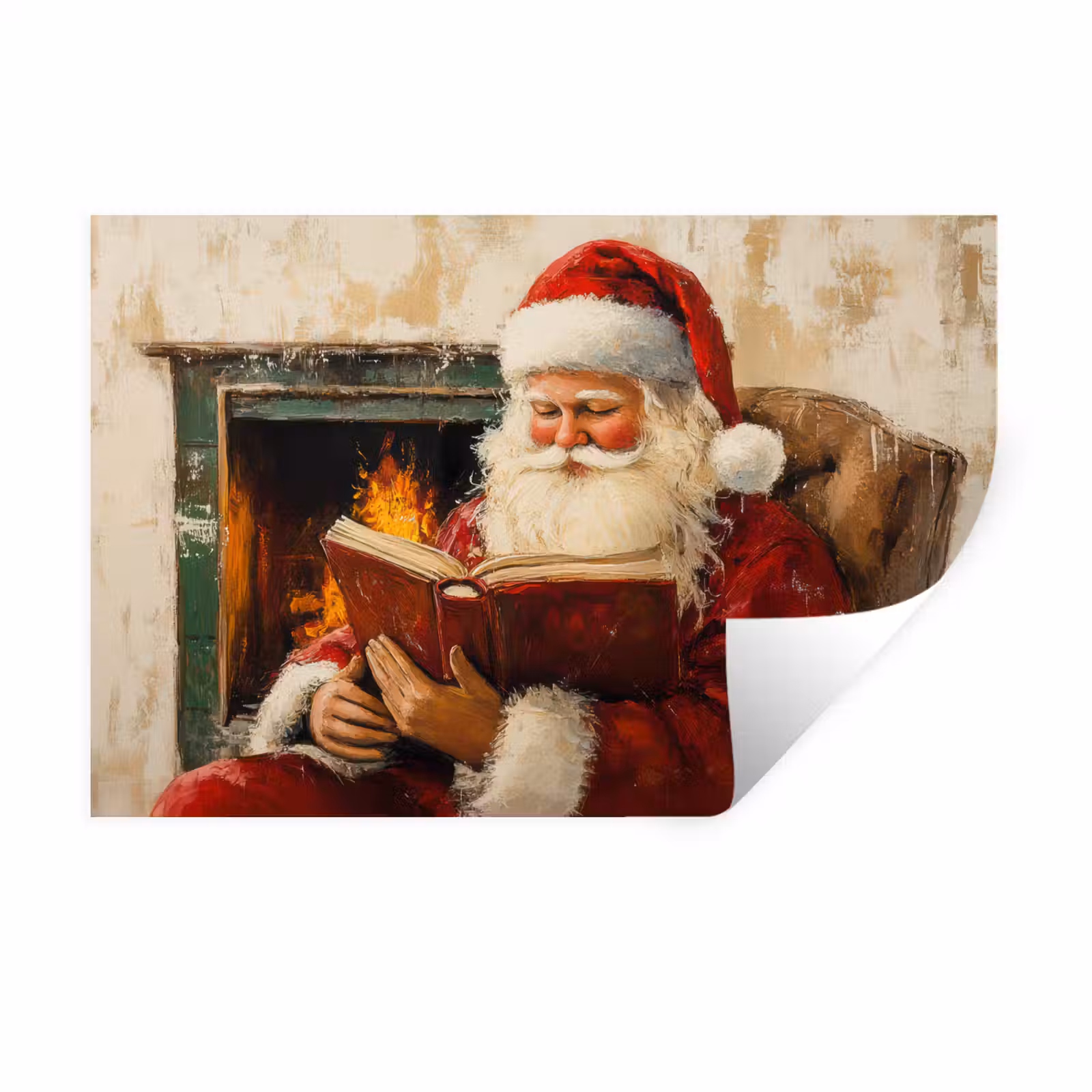 Muursticker - Kerst - Kerstman - Winter - Open Haard — 1