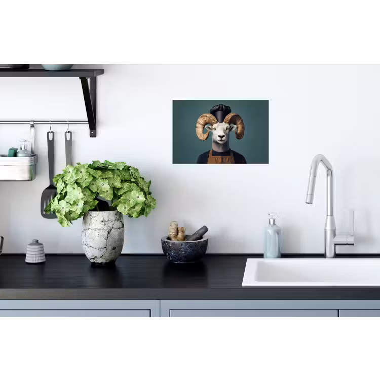Muursticker - Geit - Hoorns - Kokskleding — 2
