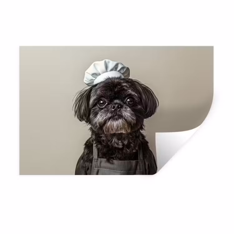 Muursticker - Kokskleding - Zwart - Hondje — 1
