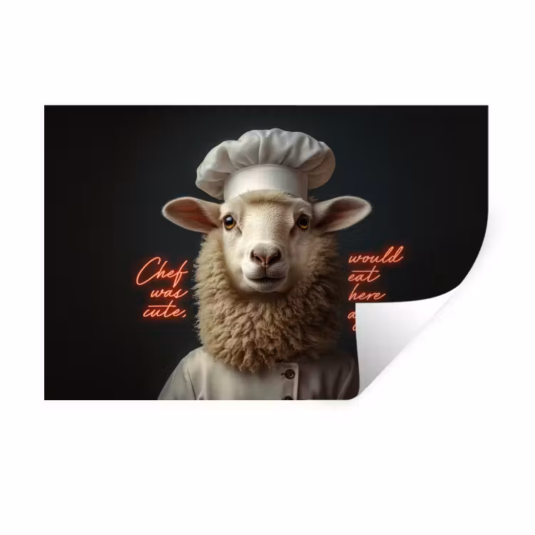 Muursticker - Schaap - Kokskleding - Neon - Quote — 1
