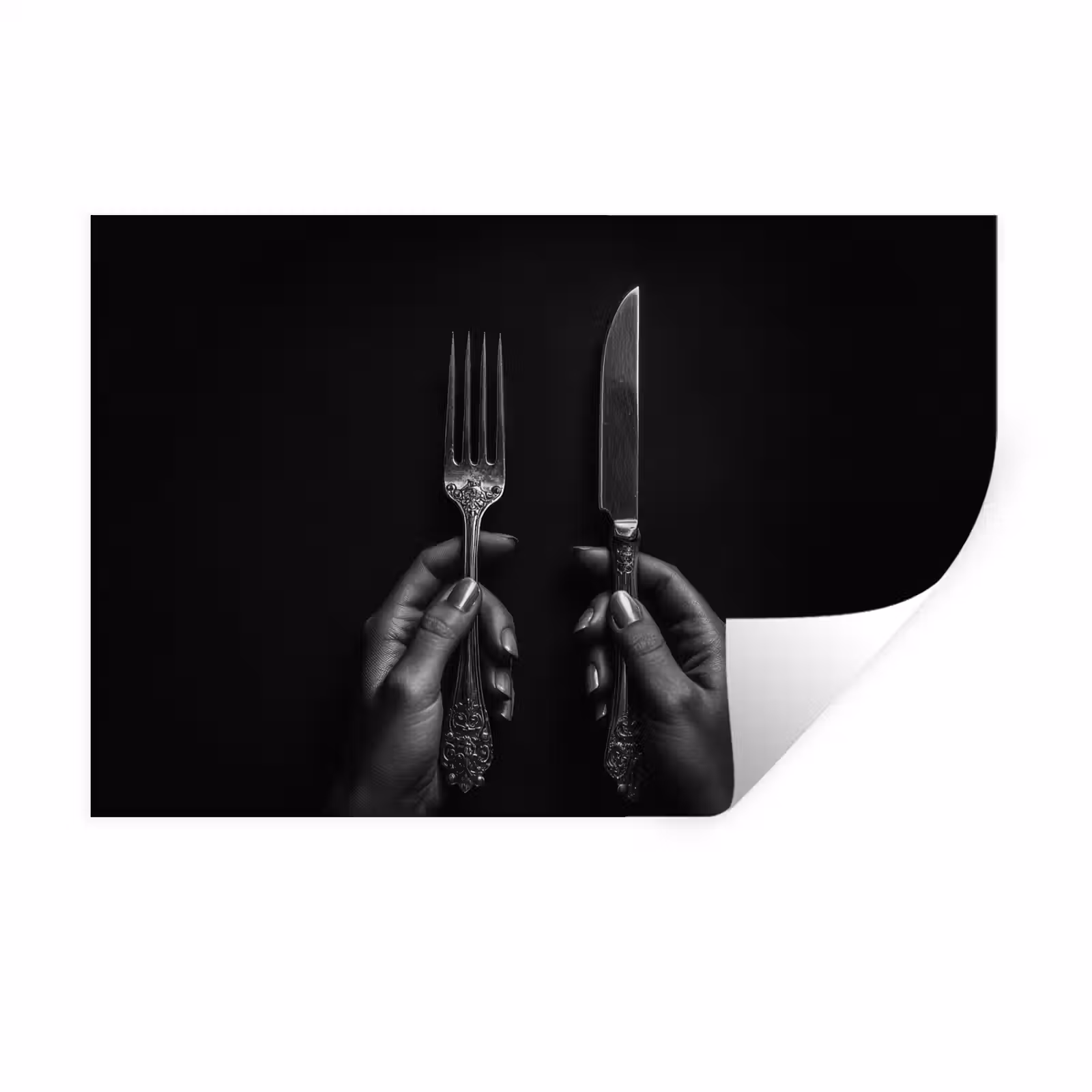 Muursticker - Bestek - Zwart - Wit — 1