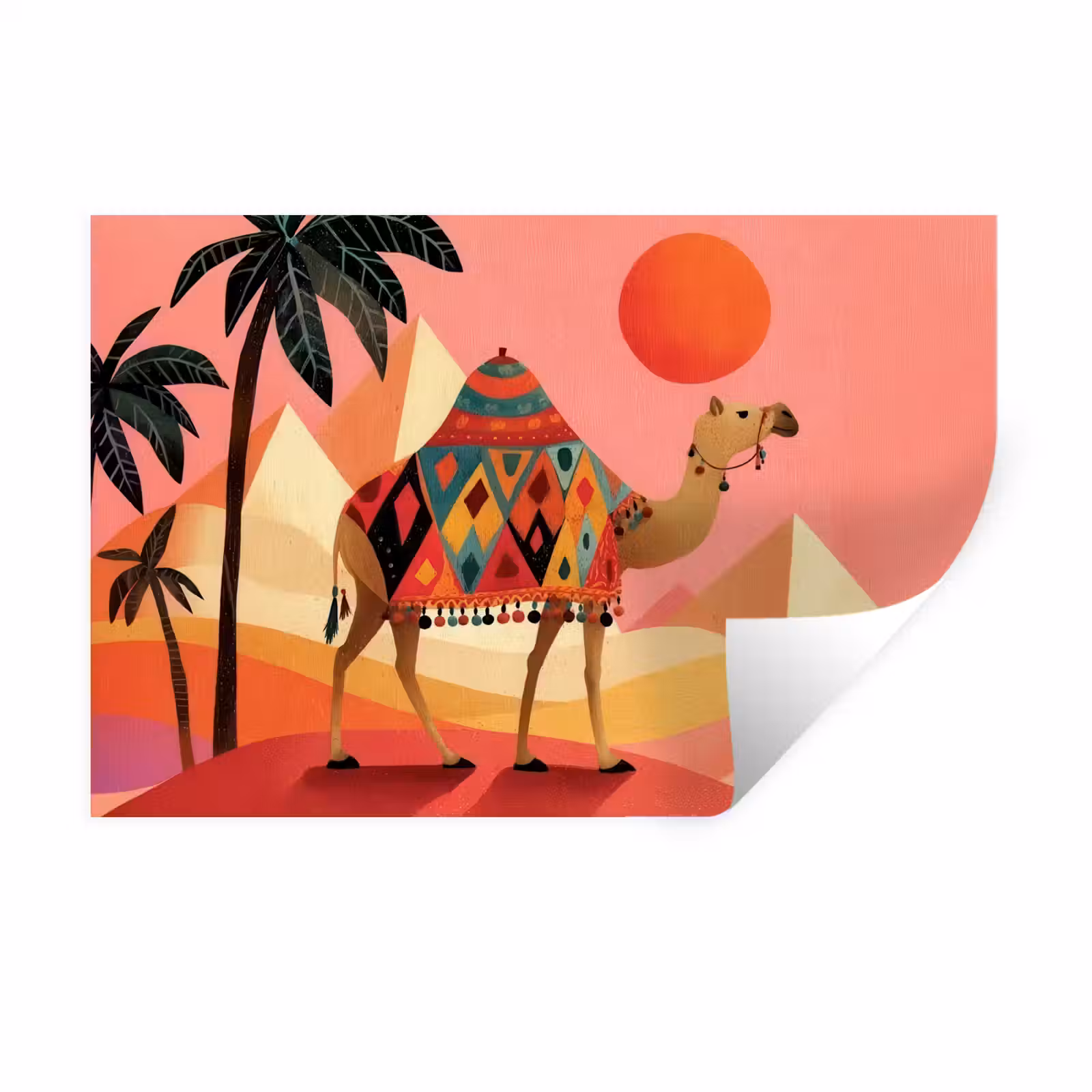Muursticker - Kameel - Pyramides - Rode zon — 1