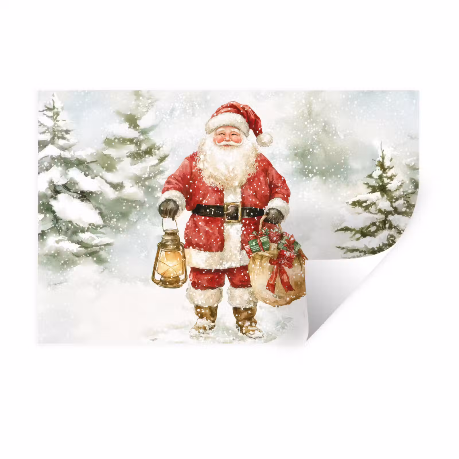 Muursticker - Kerstman- Winter - Sneeuw - Wit - Rood — 1