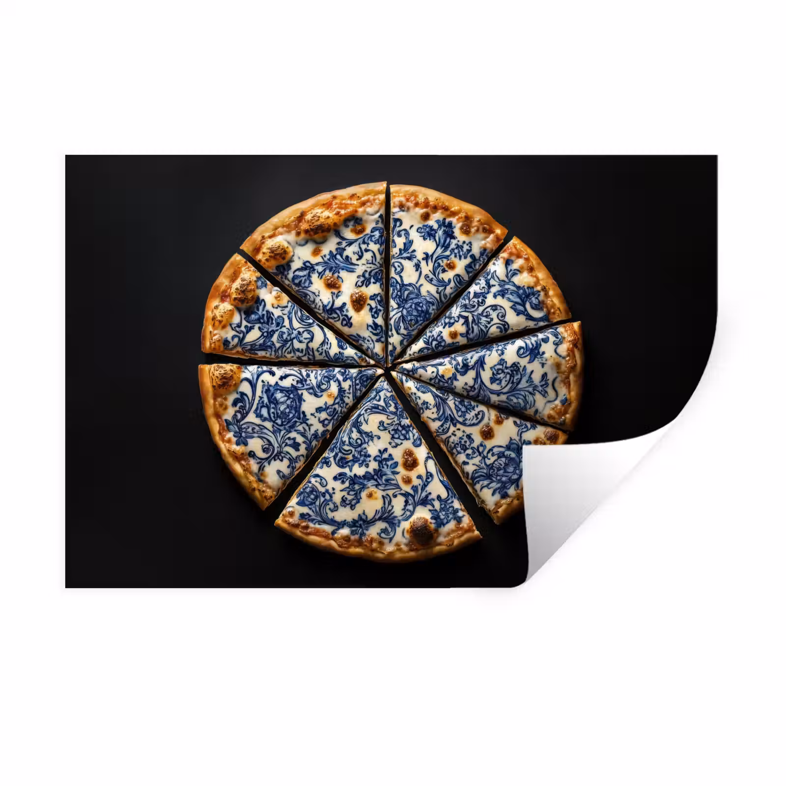 Muursticker - Pizza - Eten - Delftsblauw — 1