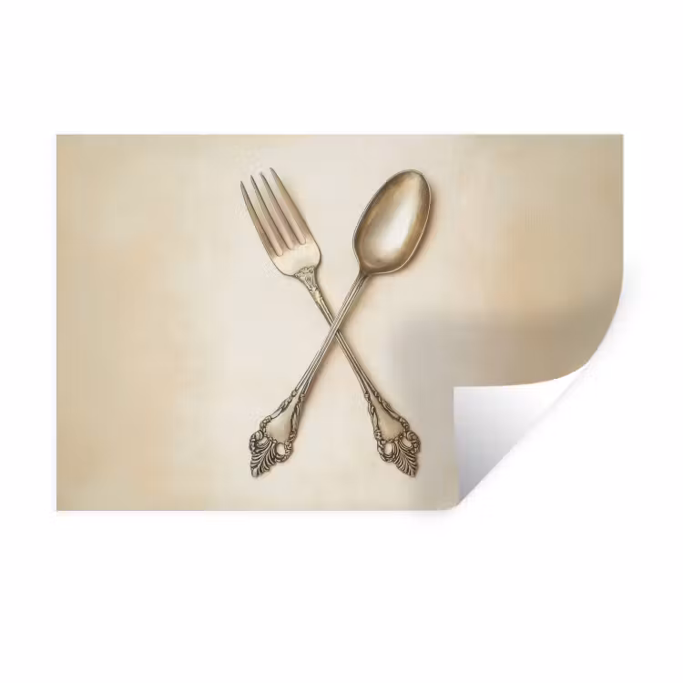 Muursticker - Beige - Vintage - Bestek — 1