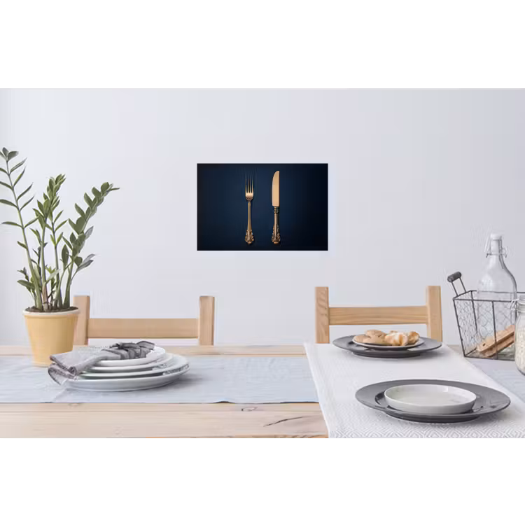 Muursticker - Bestek - Donkerblauw - Goud — 3