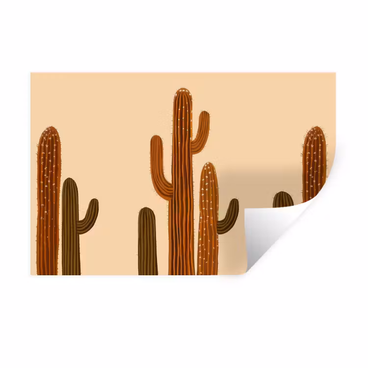 Muursticker - Cactus - Woestijn - Zand - Bruin — 1
