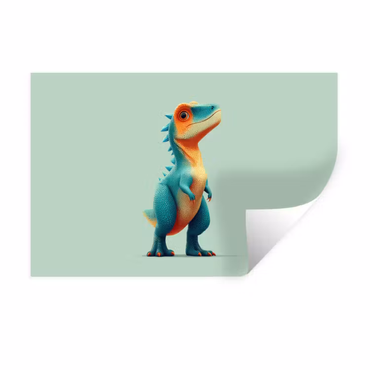 Muursticker - Cartoon - Dino - Oranje - Stekels — 1