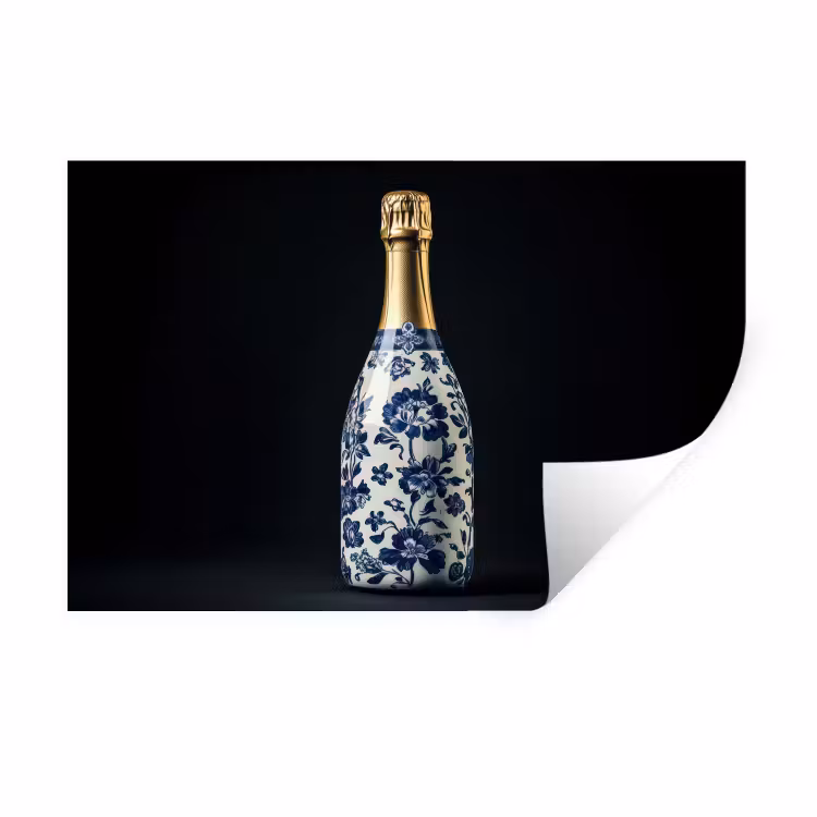 Muursticker - Champagne - Bloemen - Goud - Chique — 1