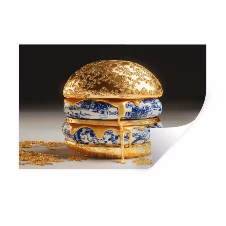 Muursticker - Delftsblauw - Goud - Burger — 1