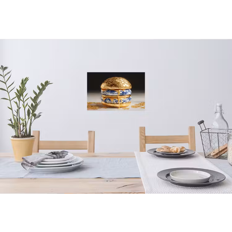 Muursticker - Delftsblauw - Goud - Burger — 3