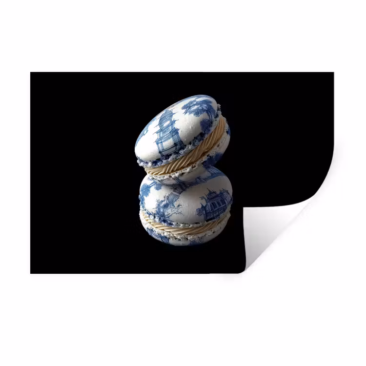 Muursticker - Eten - Macarons - Delfts blauw - Koekjes — 1