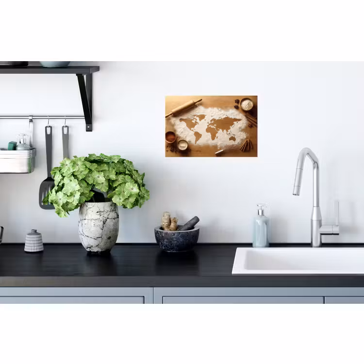 Muursticker - Hout - Wereldkaart - Bakken - Keuken — 2