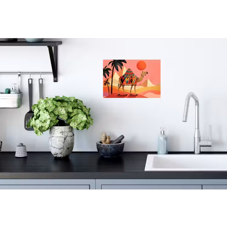 Muursticker - Kameel - Pyramides - Rode zon — 2