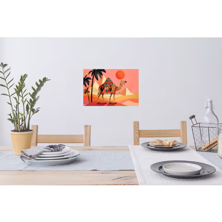 Muursticker - Kameel - Pyramides - Rode zon — 3