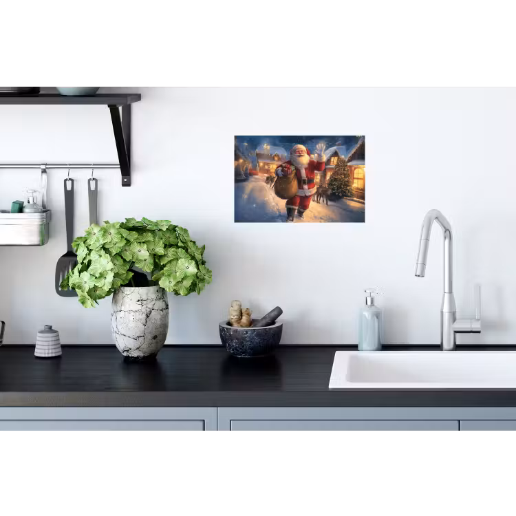 Muursticker - Kerstman - Dorp - Hert - Donker — 2